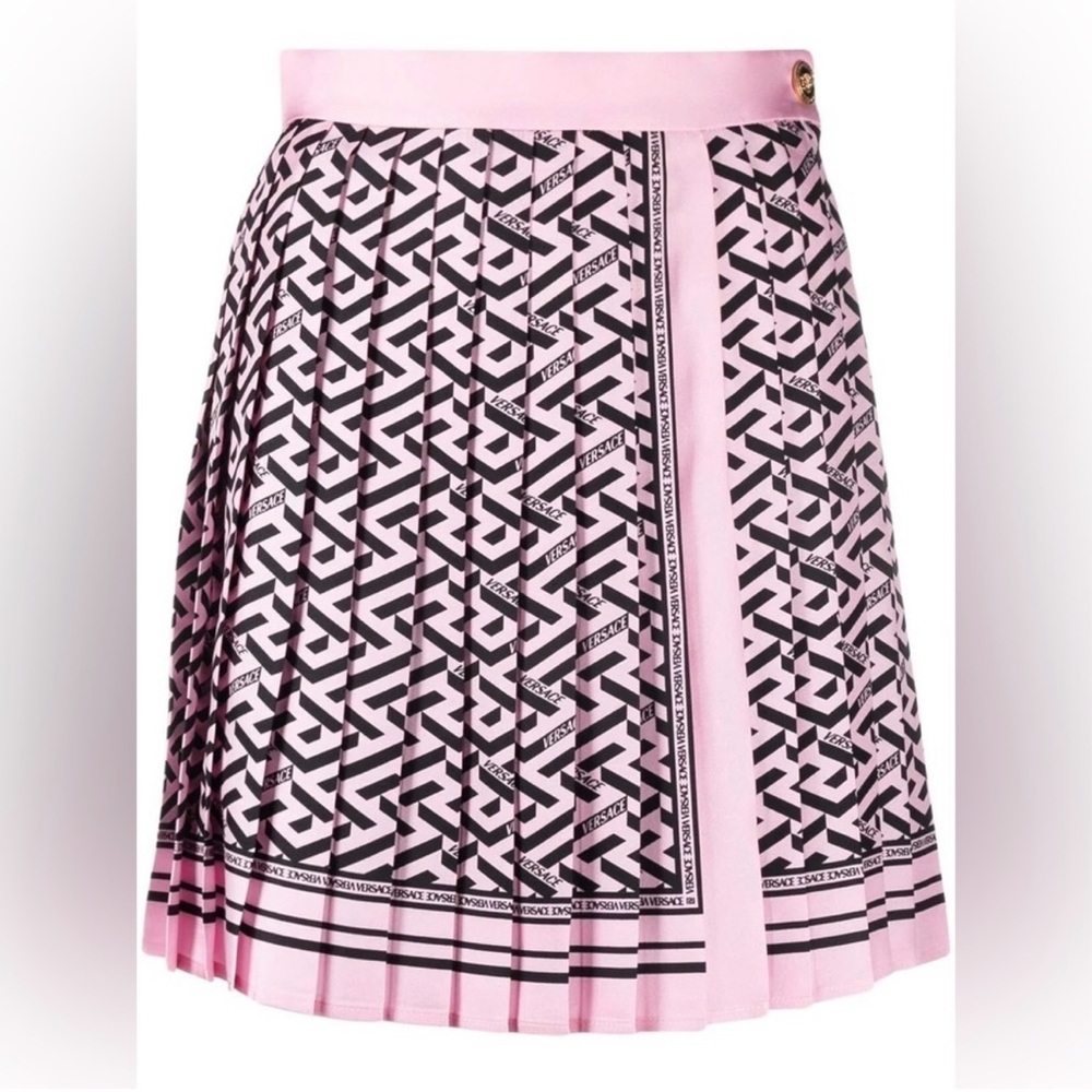 Versace La Greca print pleated miniskirt